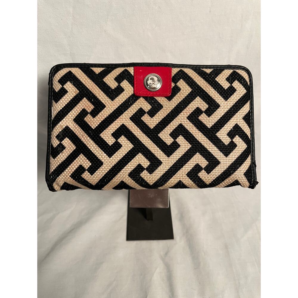Spartina 449 Linen Wallet With Genuine Leather Trim Geometric